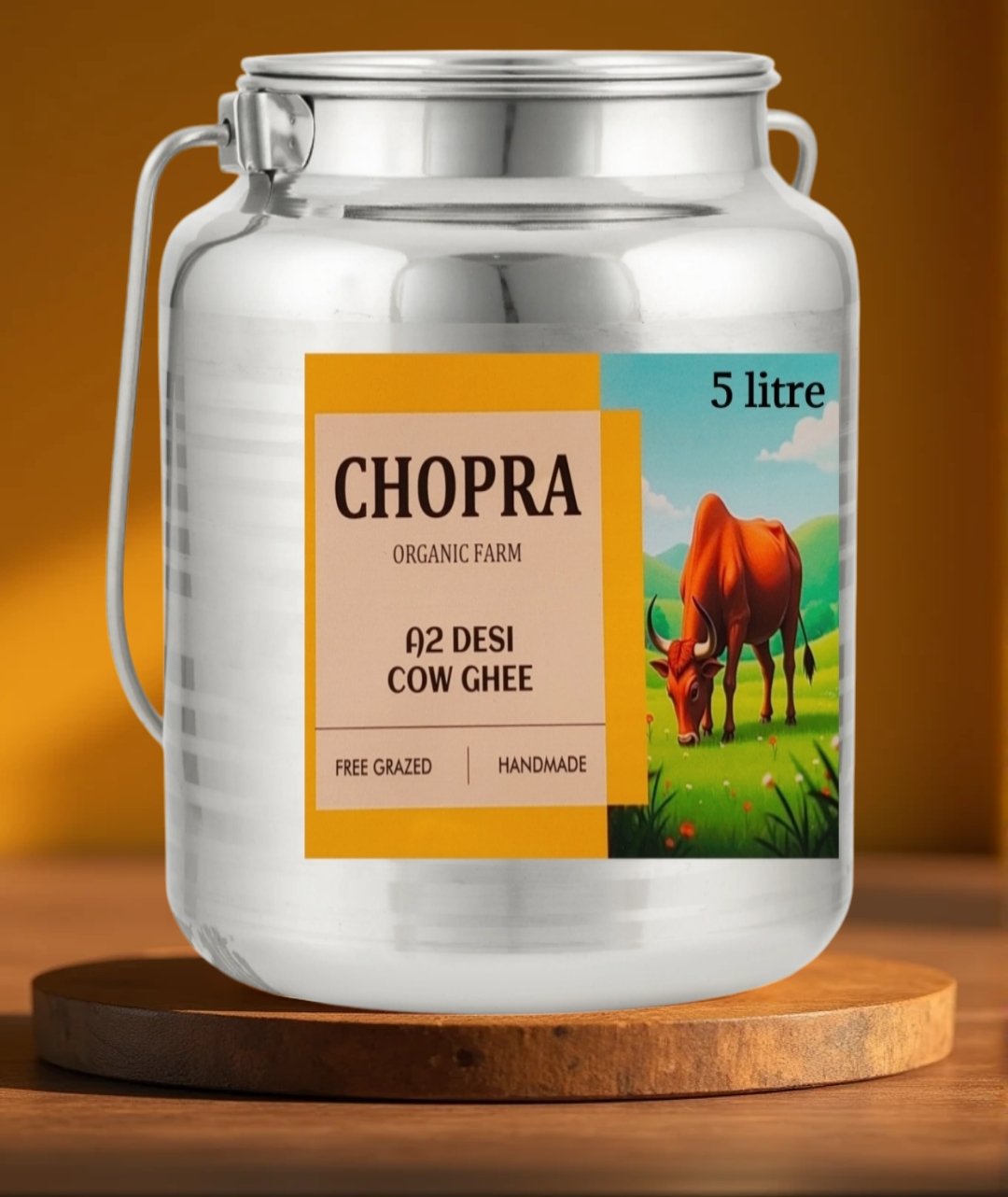 A2 Desi Cow Ghee 5 ltr Steel Can